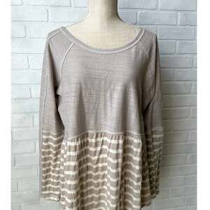 Mur Mur Medium Weight Scoop Neck Long Sleeve Striped Tunic-sz L